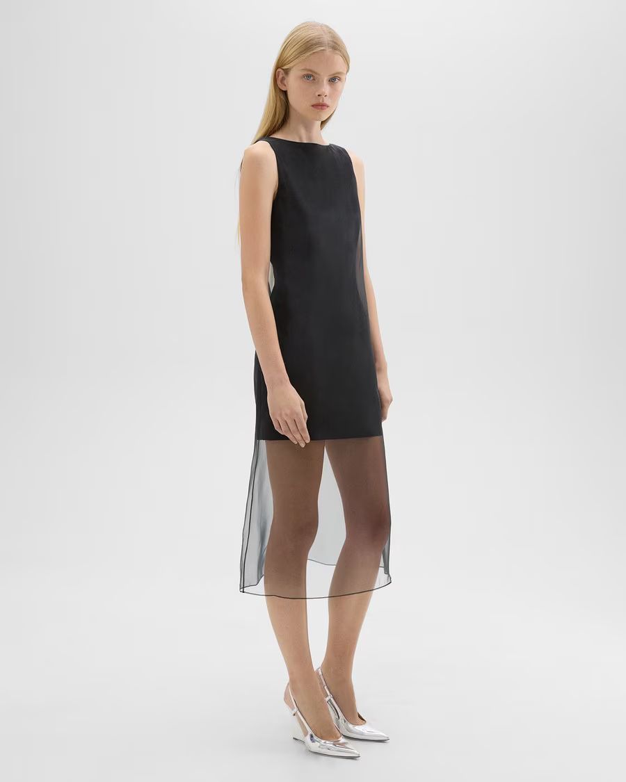 Overlay Midi Dress in Good Linen | Theory