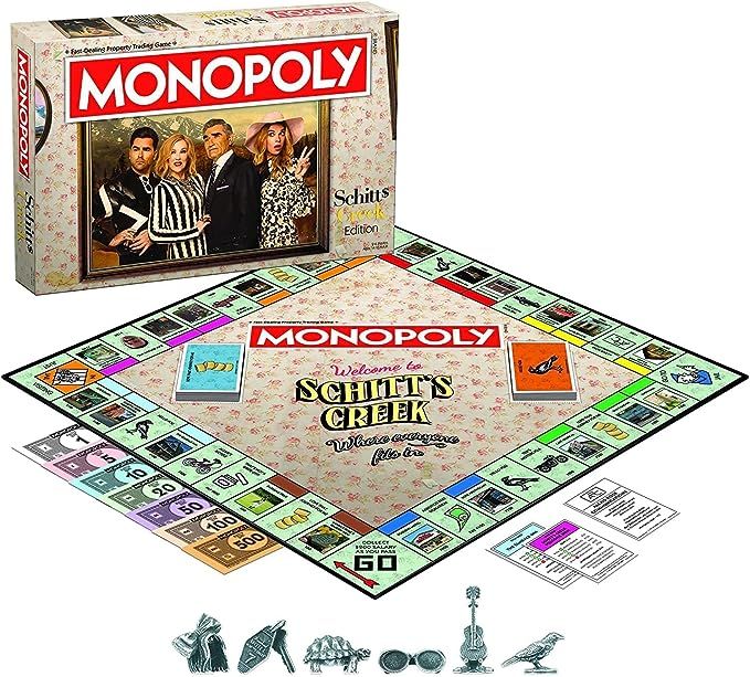 Monopoly Schitt's Creek | Game Tokens Include Bebe Crow, Patrick's Guitar, Rosebud Motel Key & Mo... | Amazon (US)