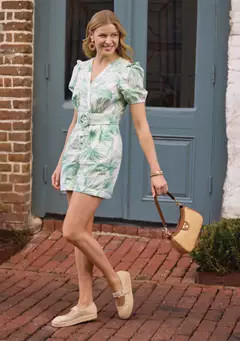 Crown & Ivy™ Sewing Down South x Crown & Ivy™ Elise V-Neck Romper with Beaded Belt | Belk