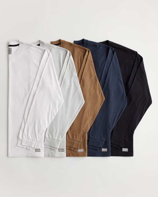 Men's Relaxed Long-Sleeve Crew T-Shirt 5-Pack | Men's Up To 60% Off Select Styles | HollisterCo.c... | Hollister (US)