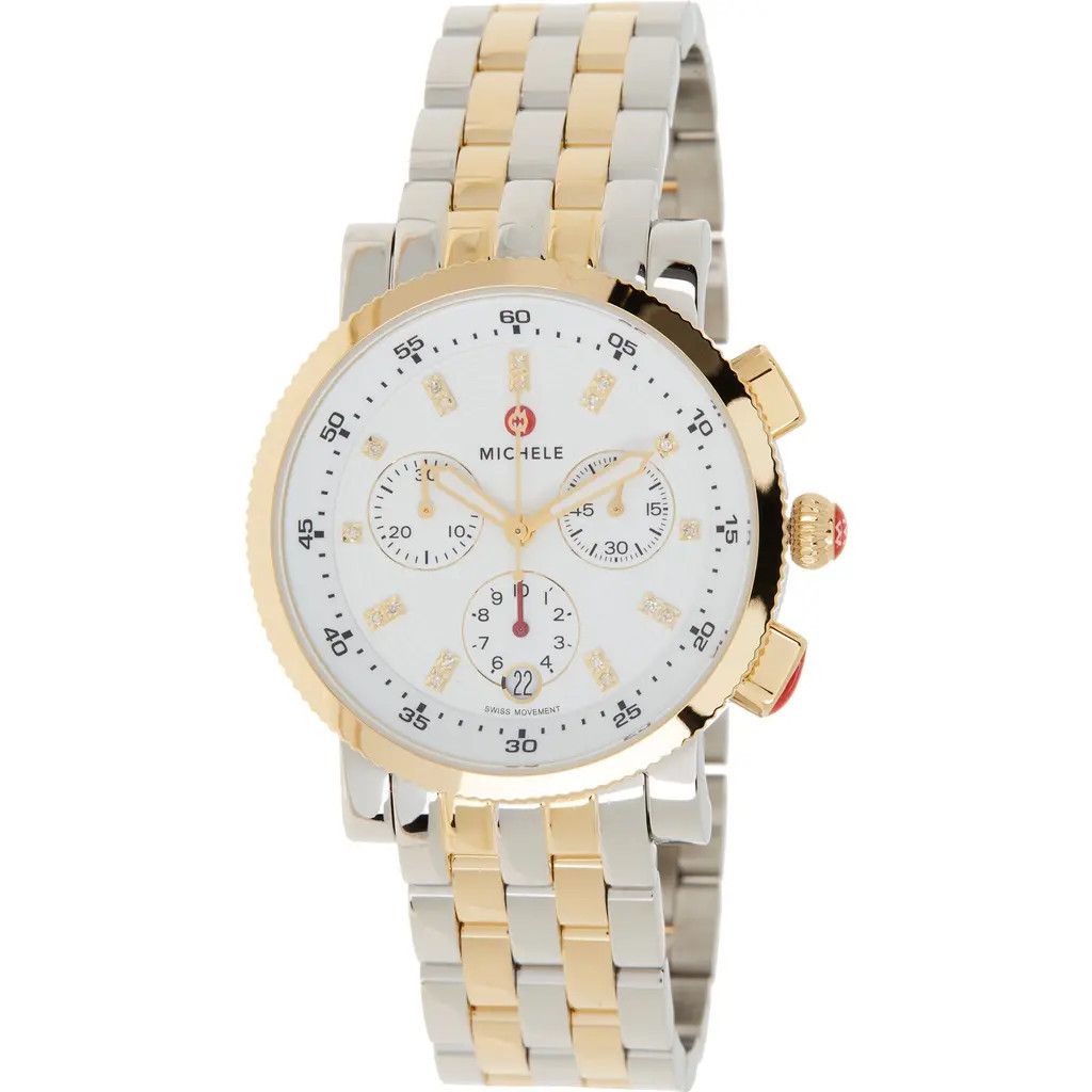 MICHELE Women's Diamond Accent Two-Tone Sport Sail Watch, 38mm - 0.06ctw at Nordstrom Rack | Nordstrom Rack