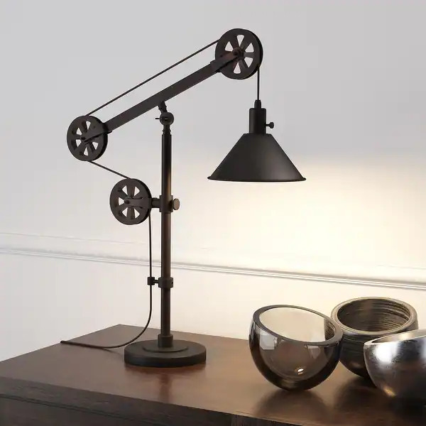 Carbon Loft Tirith Industrial Farmhouse Table Lamp with Pulley System - Overstock - 23145405 | Bed Bath & Beyond