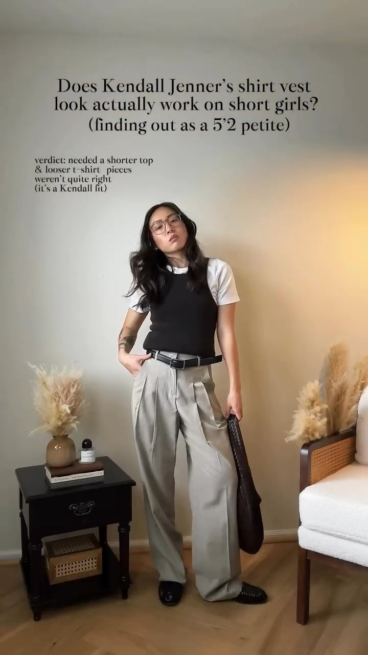 The sweater vest look, Kendall Jenner’s take! 🖤 While Kendall always SLAYS🔥 her fits, I want to know, do they ALSO work on a 5’2” petite girl like me? The crop sweater and white shirt combo is certainly a new one for me. My opinion? I may have needed a more cropped tank and a looser shirt! Honestly? It was a bit difficult finding a shirt that was loose enough to not scrunch when adding the tank on top, but also tight enough to fit to the body. Sorry girls, I think Kendall takes the win on this nerdy chic street style fit! 🫶🏼 

If you want to see MORE celeb and Pinterest recreation outfits on a 5’2” shortie, I’m your gal @amandacapsulewardrobe  and would love to have you hear to solve the “is the fit a slay or is she just tall?” Question for good! 

🔗 Outfit specifics always linked in bio → LTK @amandacapsulewardrobe
⸻

#kendalljennerstyle #shortgirlstyle #pintereststyle #celebrityoutfits #pinterestoutfits recreating Pinterest outfits, recreating celebrity outfits, is it the outfit or is she just tall, Pinterest outfit inspiration, chic minimalist style, capsule closet inspiration, how to style a sweater vest, effortless looks, chic outfit ideas, Kendall Jenner street style, recreating model outfits, spring outfit ideas for short girls, short girl styles, petite styling, 5’2” height, is it the fit or is she just a model