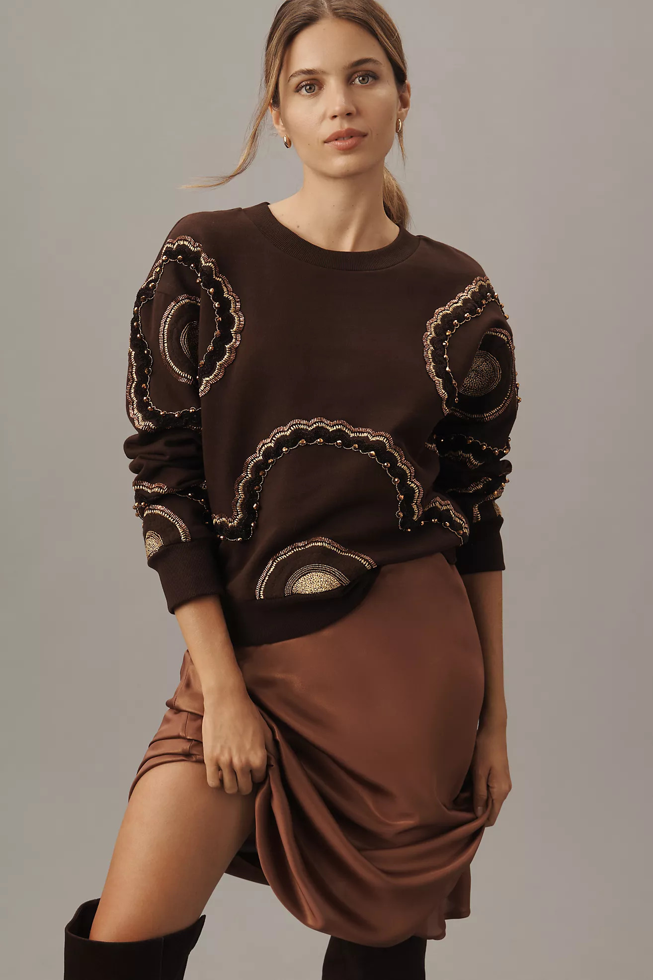 Ollari Embellished Pullover Sweatshirt | Anthropologie (US)