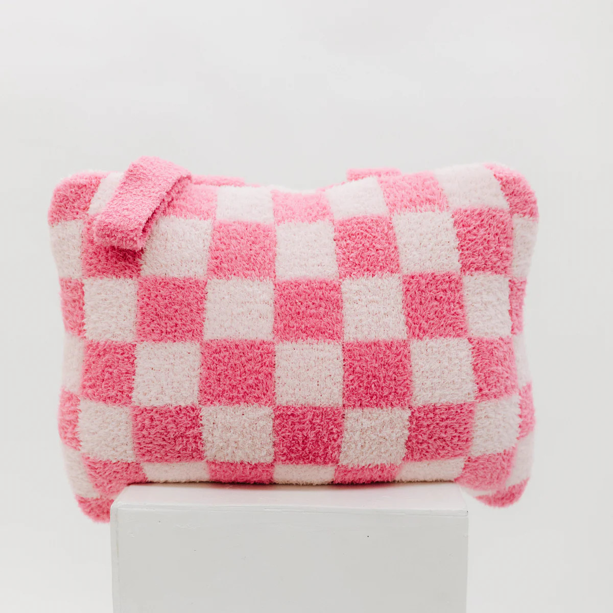 Tonal Pink Check Backpack and Wristlet Quillow (50*60) | Staykation