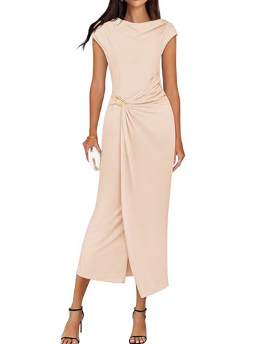 ZESICA Women's 2026 Summer Cap Sleeve Casual Bodycon Dress Elegant Wedding Guest Cocktail Party F... | Amazon (US)