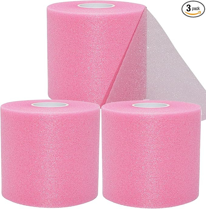 Pre Wrap Tape Athletic,3 Rolls X 22 Yards Pink Prewrap Headbands for Hair,Foam Underwrap Sports W... | Amazon (US)