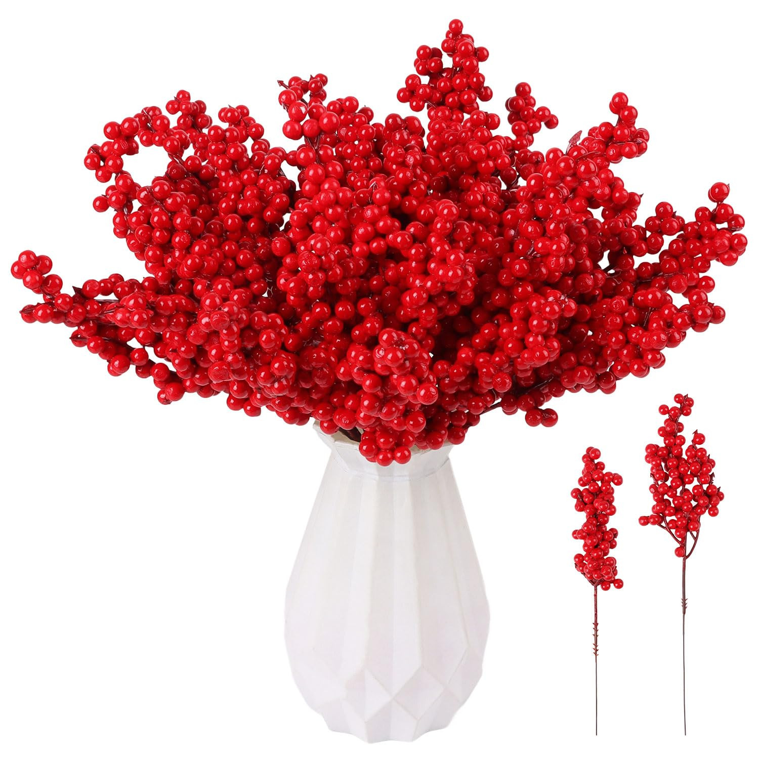 LOMIMOS 30PCS Large Artificial Red Berry Stems,10.6inch/9inch Christmas Red Berry Picks Holly Ber... | Amazon (US)