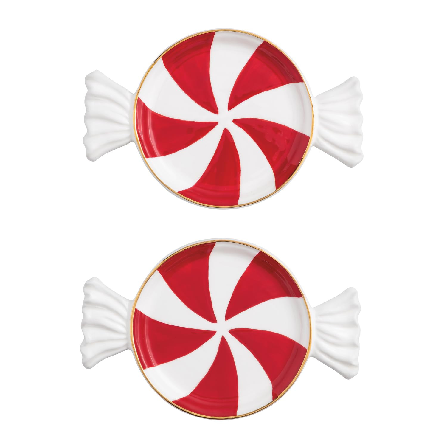 Mud Pie Christmas Red Peppermint Tidbit Plate Set of 2 | Amazon (US)