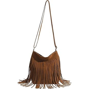 OYOANGLE Women's Fringe Bags Adjustable Strap Tassel Crossbody Bags Hippie Western Purse Cowgirl ... | Amazon (US)