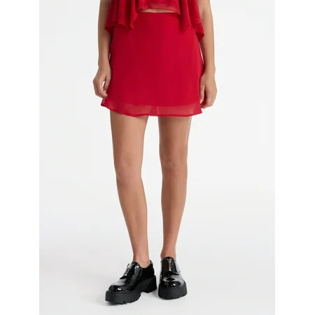 No Boundaries Chiffon A-Line Mini Skirt, Women's | Walmart (US)
