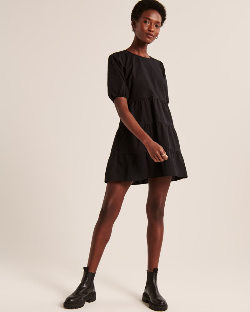 High-Neck Trapeze Mini Dress | Abercrombie & Fitch (US)
