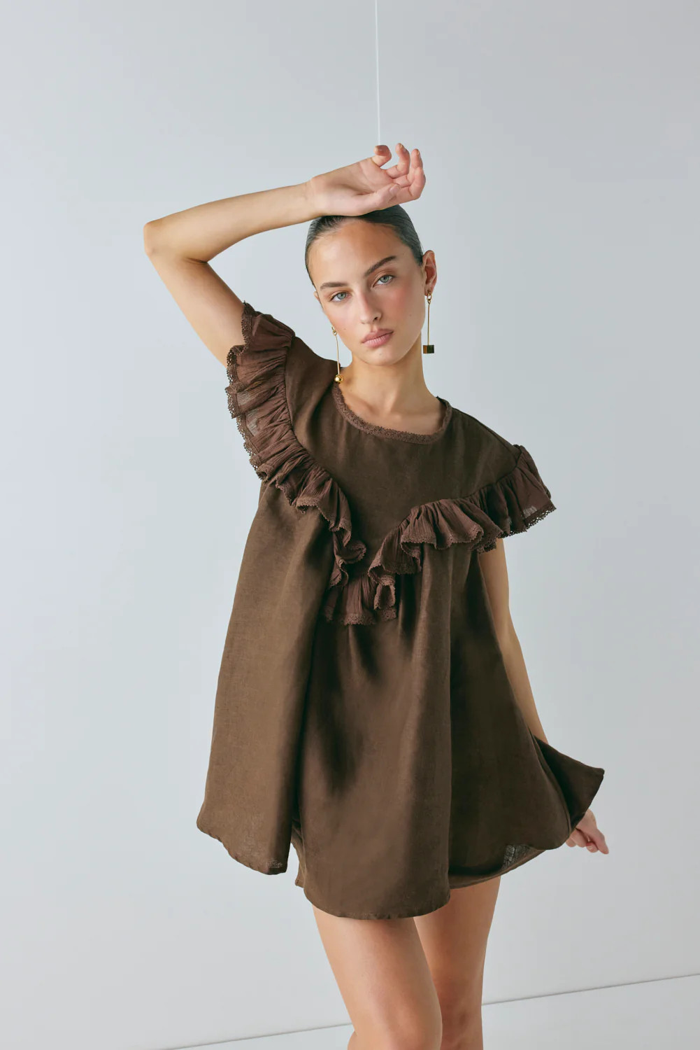 Viola Linen Tunic Chocolate | VRG Grl
