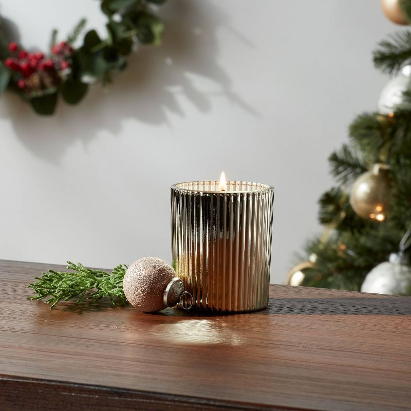 Mercury Glass Finish Holiday Fireside Bonfire Glow Candle Gold - Threshold™ | Target