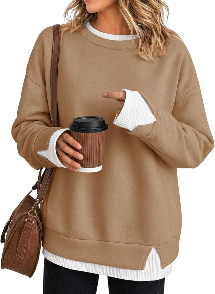 Mock Neck Sweatshirts for Women Cute Long Sleeve Oversized Sweatshirt | Amazon (US)