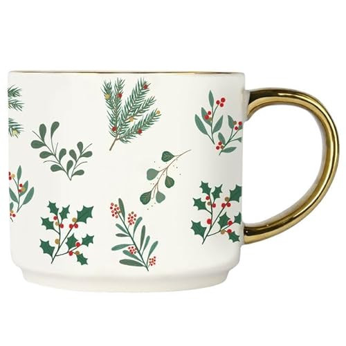 Sweet Water Decor Holiday Greenery Coffee Mug, 14oz China Christmas Mug with Gold Handle, Large Holiday Winter Cup for Coffee, Tea & Hot Chocolate, Stocking Stuffer Gifts for Women | Amazon (US)