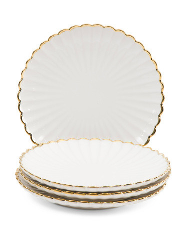 Set Of 4 Glazed Scallop Salad Plates | TJ Maxx
