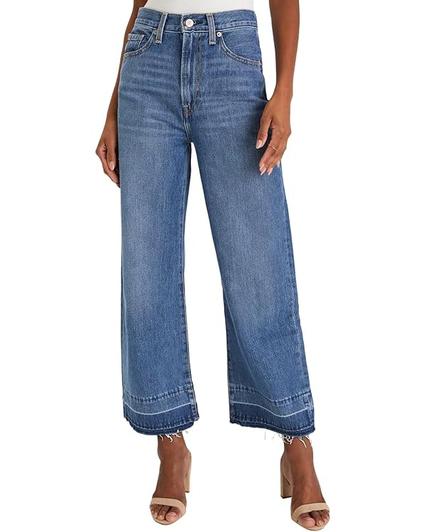 Astylish Womens High Waisted Cropped Jeans Wide Leg Stretchy Baggy Denim Pants | Amazon (US)