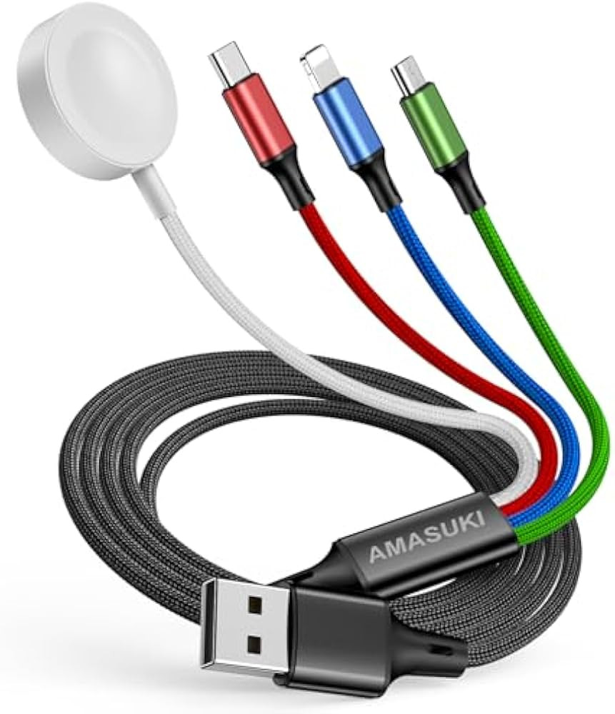 Travel Essentials 4 in 1 iWatch & iPhone Charger,Multi Charging Cable for Apple Watch Charger USB... | Amazon (US)