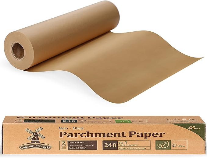 Unbleached Parchment Paper for Baking, 12 in x 240 ft, 240 Sq.ft, Baking Paper, Non-Stick Parchme... | Amazon (US)
