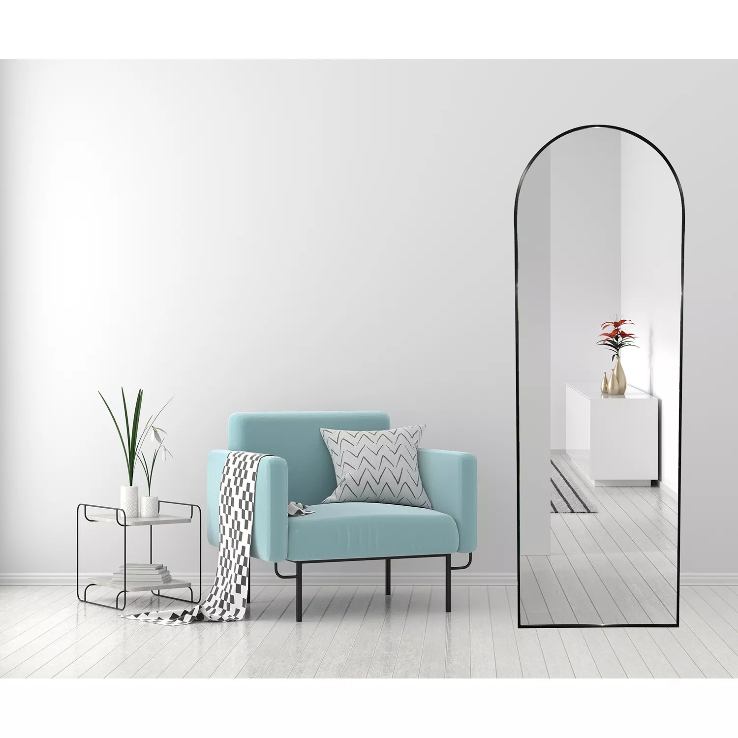 Always Home Black Full Length Metal Frame Arched Mirror, 67" x 22" | Sam's Club