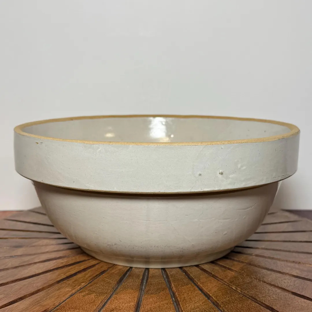 Vintage Salt Glaze Crock Bowl, One Gallon Stoneware Yellow Ware Mixing Bowl, Batter Bowl, Dough B... | Etsy (US)