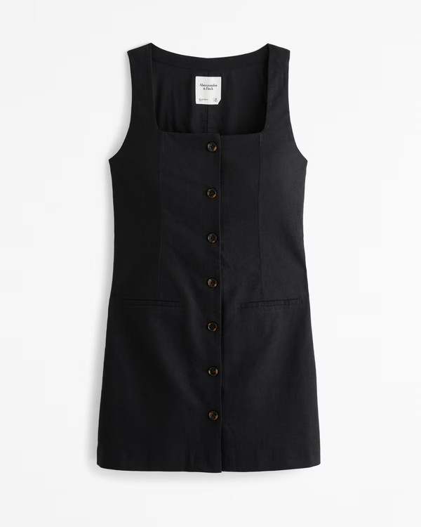 The A&F Mara Squareneck Linen-Blend Vest Mini Dress | Abercrombie & Fitch (US)