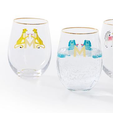 Party Animal Stemless Wine Glasses, Set of 4 | Mark and Graham | Mark and Graham