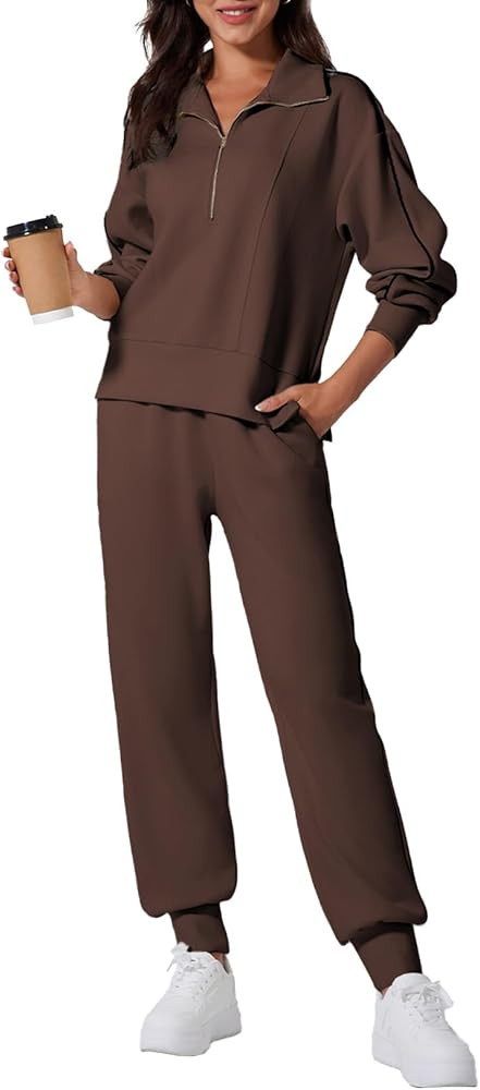 Aleumdr Sweatsuits Womens 2 Piece Outfits Sweat Set Tracksuits Zip Up Sweatshirt Jogger Matching ... | Amazon (US)