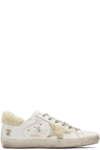 White Shearling Superstar Sneakers | SSENSE 