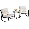 Walsunny 3 Pieces Patio Set Outdoor Wicker Patio Furniture Sets Modern Rocking Bistro Set Rattan ... | Amazon (US)