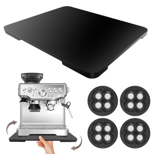 360° Rolling Tray Bamboo Appliance Slider for Kitchen Appliances, for Breville Espresso Machine Accessories, Sliding Tray for Coffee Maker Appliances Mat Easily from Under The Cabinet Black 13"×15.7" | Amazon (US)