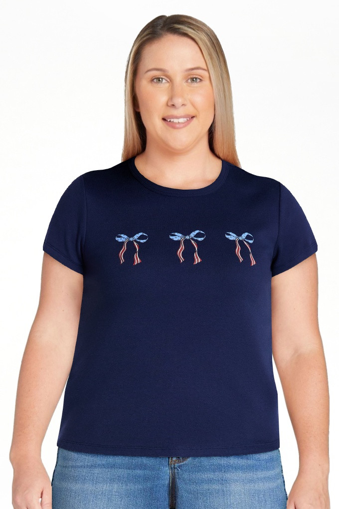 Social Edition Women's Americana Flag and Bows Graphic Tee, Sizes XXS-XXL | Walmart (US)