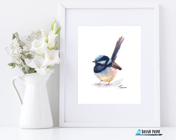 Watercolor Bird Superb Fairywren Printable Artwork Instant | Etsy | Etsy (US)