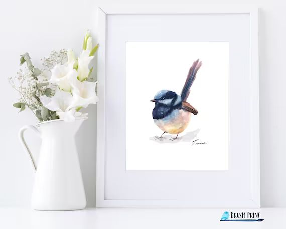 Watercolor Bird Superb Fairywren Printable Artwork Instant | Etsy | Etsy (US)