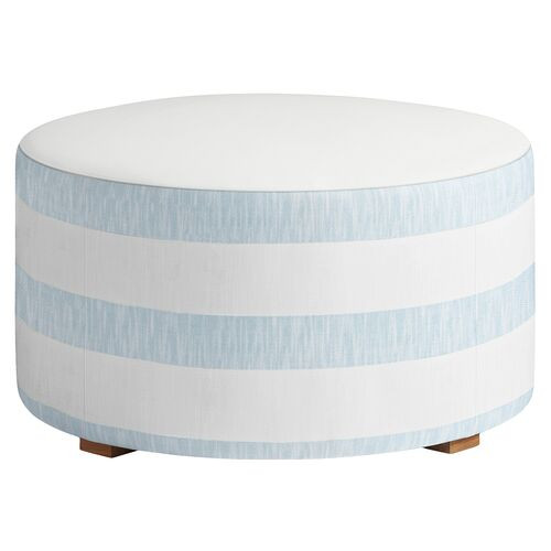 Palisade Outdoor Upholstered Ottoman, Inside Out Cabana Stripe | One Kings Lane