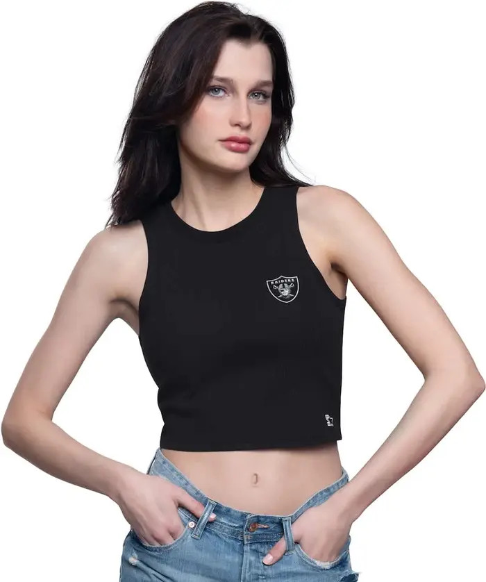 STARTER Women's Starter  Black Las Vegas Raiders Show Up Cropped Tank Top | Nordstrom | Nordstrom