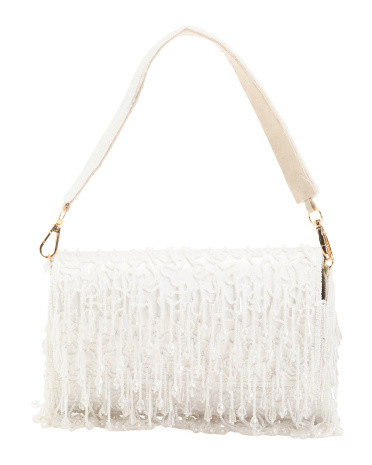 Crystal Fringe Beaded Handbag for Women | Leather | Marshalls