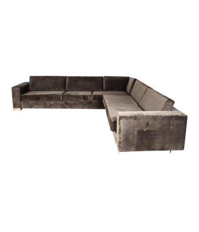 Velvet-Upholstered Sectional Sofa grey Velvet-Upholstered Sectional Sofa | The RealReal