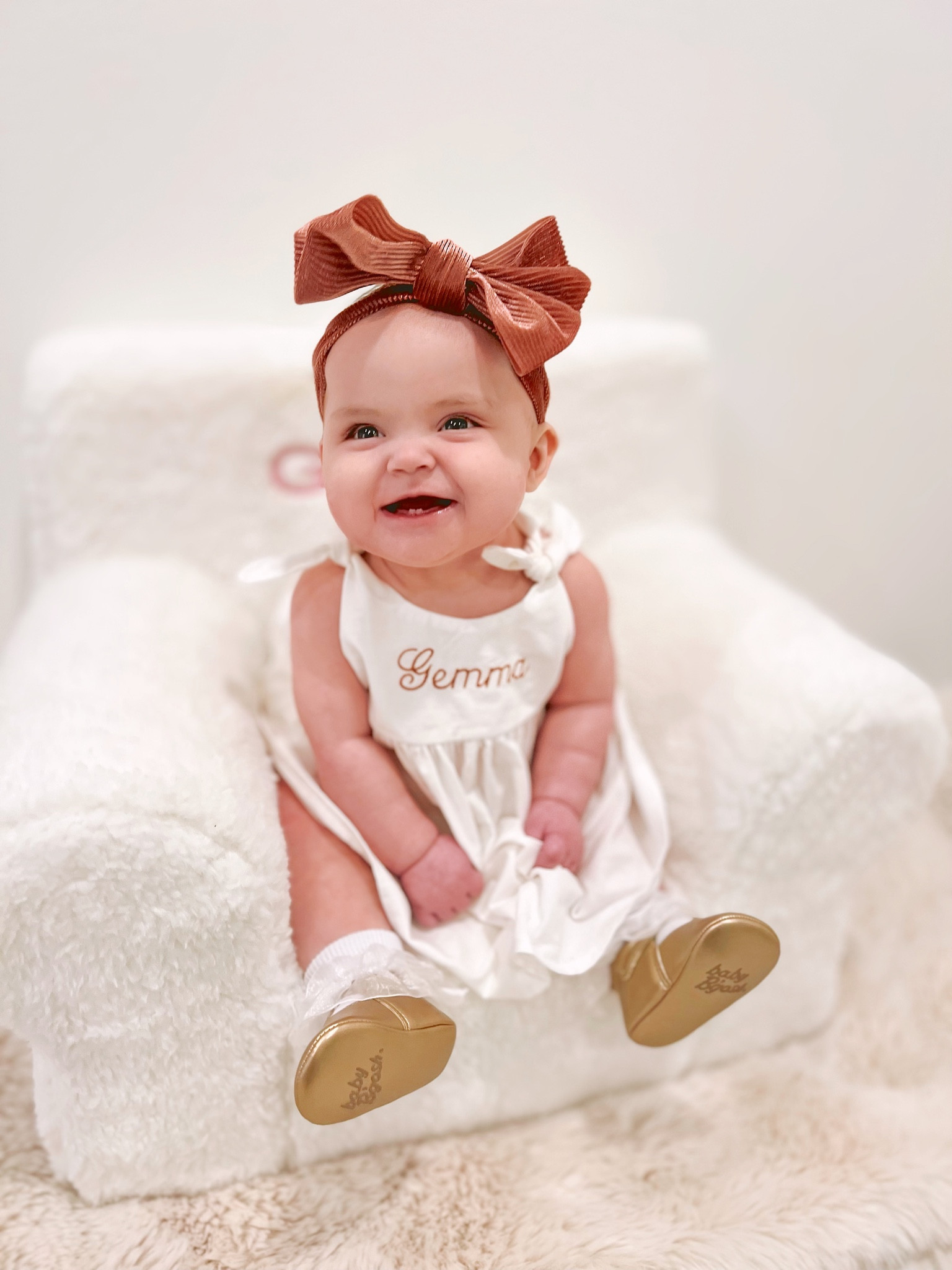 Baby girl outfit
Monogrammed dress 
Pottery barn chair 
Baby soft chair 
Etsy finds

#LTKfamily #LTKstyletip #LTKbaby