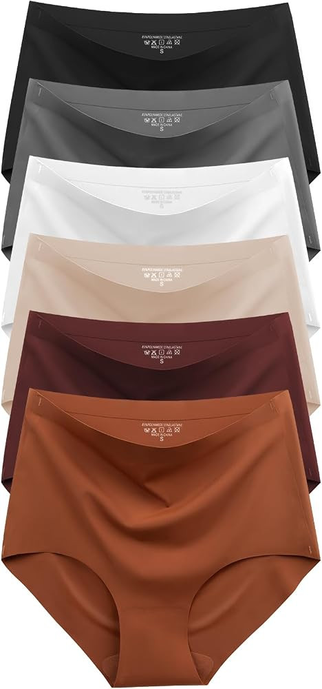 Cuweni Womens Underwear Seamless High Waisted Briefs No Show Panties 6 Pack | Amazon (US)
