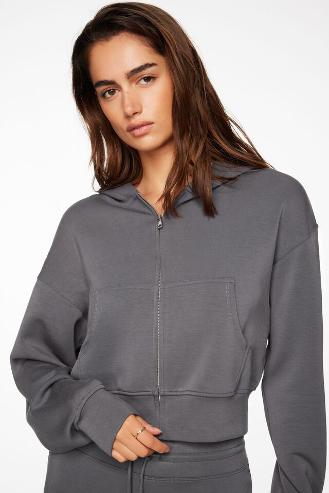 Scuba Cropped Zip Up Hoodie | Dynamite Clothing