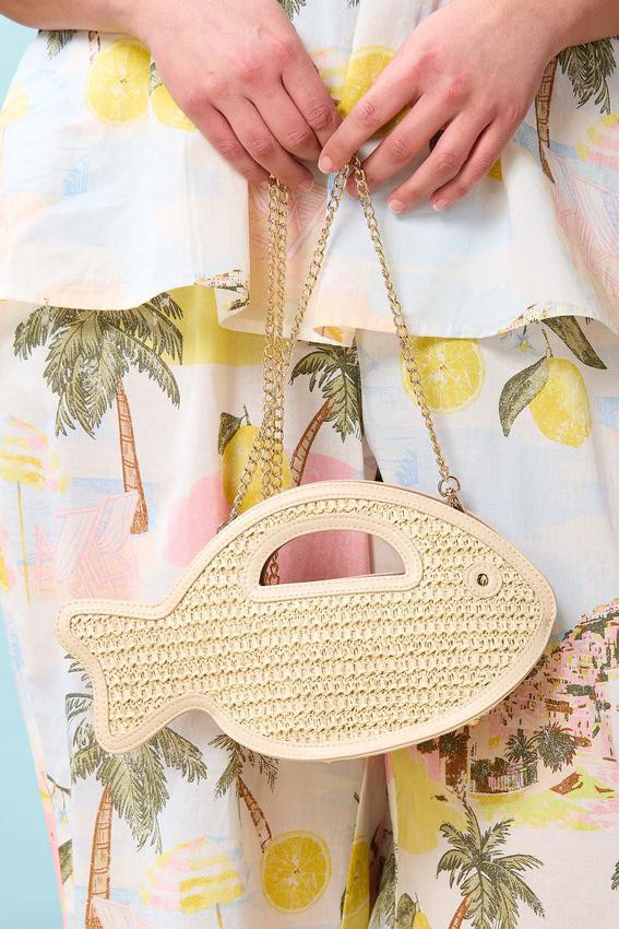 Raffia Fish Icon Crossbody | Cato Fashions