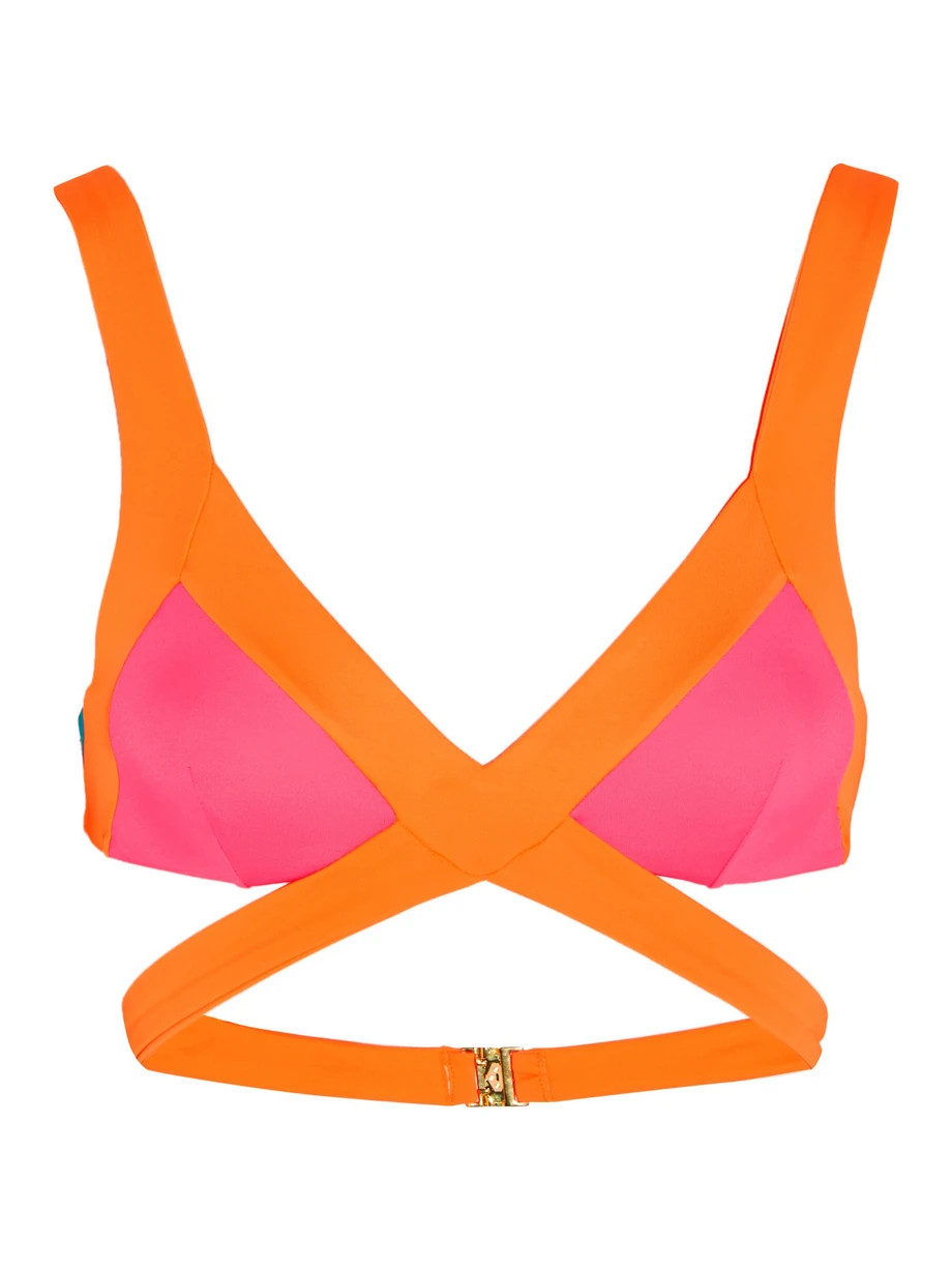 Agent Provocateur Mazzy Popstar Triangle Bikini Top, Fuchsia/Orange, Women's, Size: 2 | NET-A-PORTER (US)