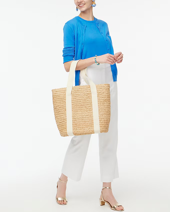 Raffia straw structured tote bag | J.Crew Factory