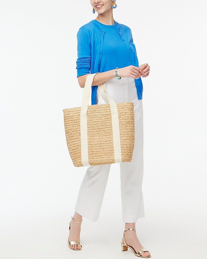 Raffia straw structured tote bag | J.Crew Factory