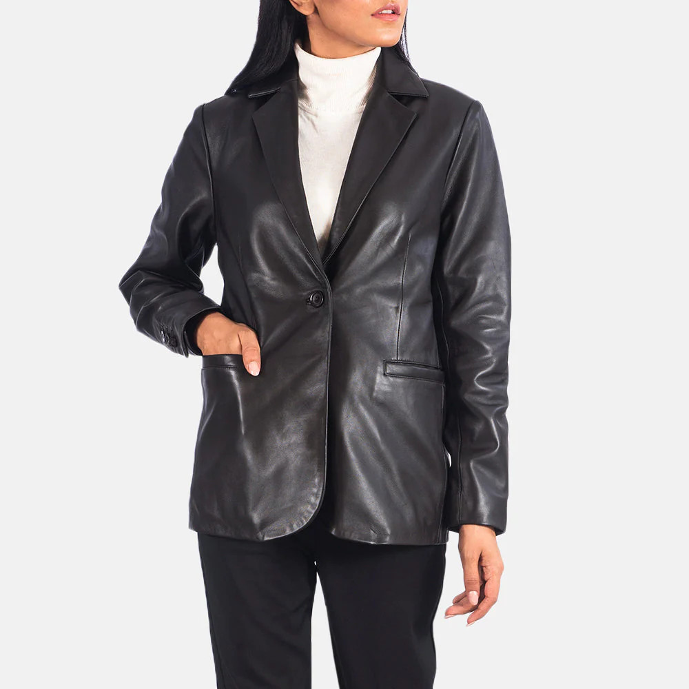 Women's Norma Brown Leather Blazer | The Jacket Maker
