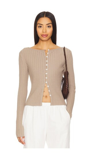 Free People Tilly Long Sleeve Top in Taupe. - size XL | Revolve Clothing (Global)