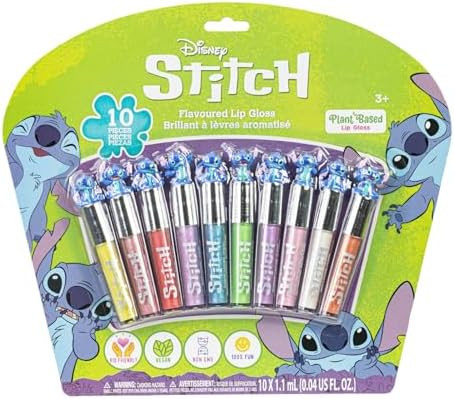 Disney Stitch 10 Piece Plant Based Lip Gloss, Girls Party Favors, First Makeup Set for Girl, Perf... | Amazon (US)