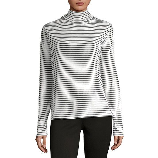 a.n.a Womens Turtleneck Long Sleeve Tunic Top | JCPenney